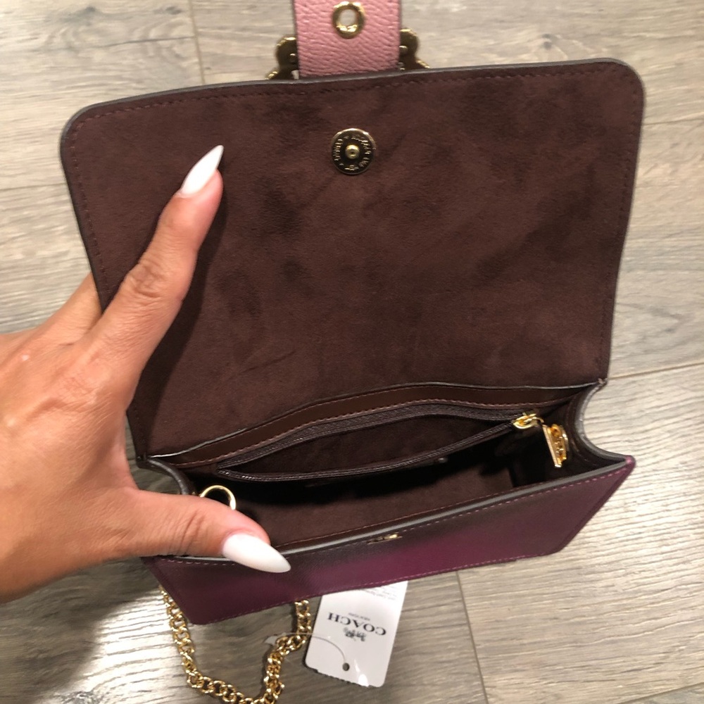 Coach Bowery Pink and Purple Crossbody Bag with Jeweled Buckle and Gold Accents - Picture 6 of 12
